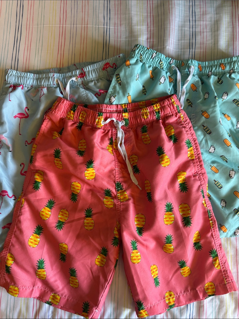 3-Pack Tropical Print Swim Shorts - Flamingo, Pineapple & Popsicle